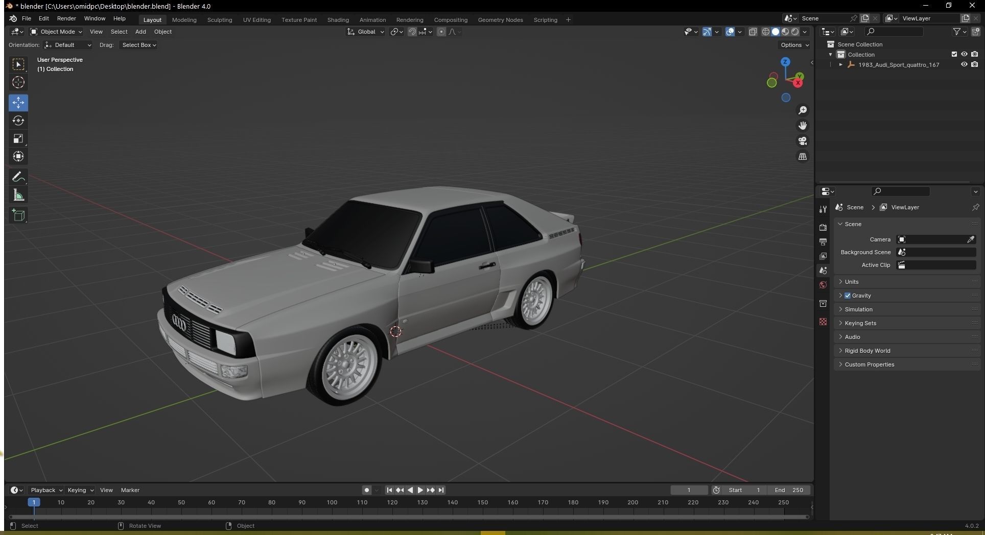 Audi Sport quattro 1983 Low-poly 3D model_22