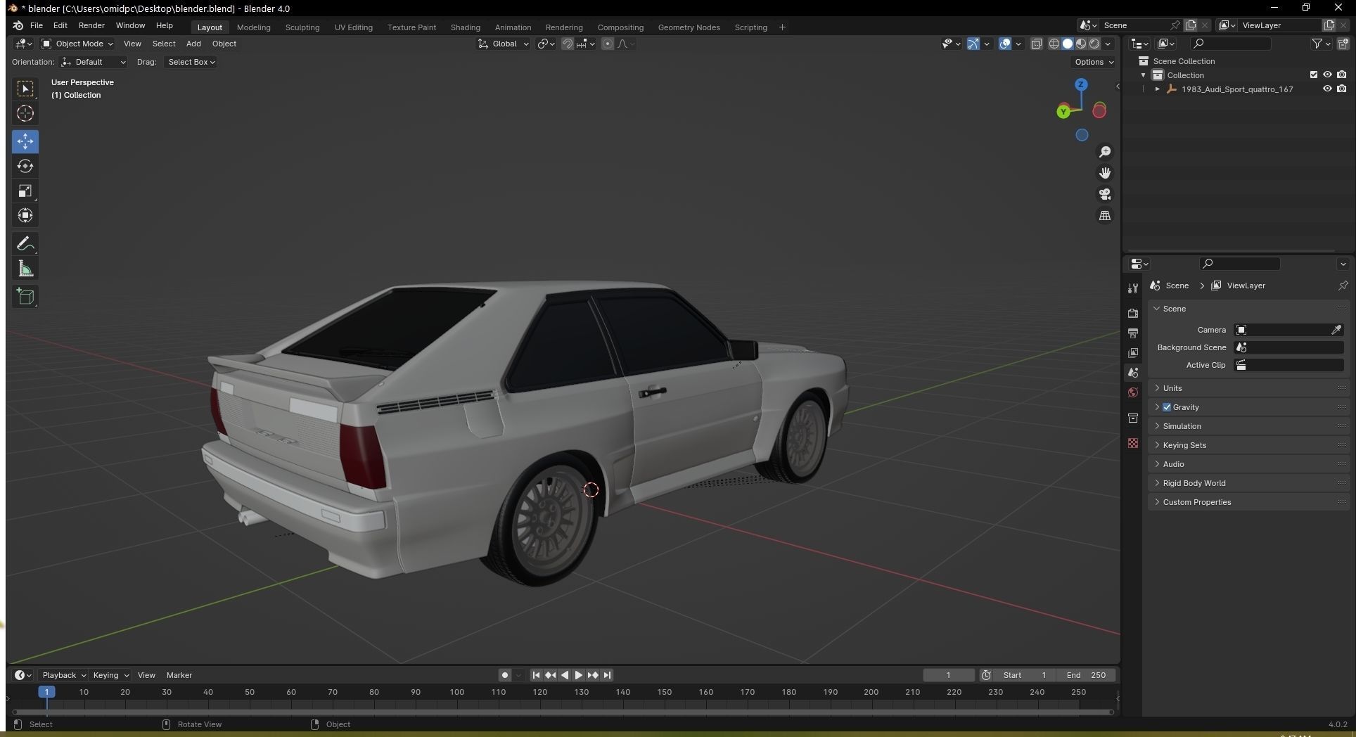 Audi Sport quattro 1983 Low-poly 3D model_23