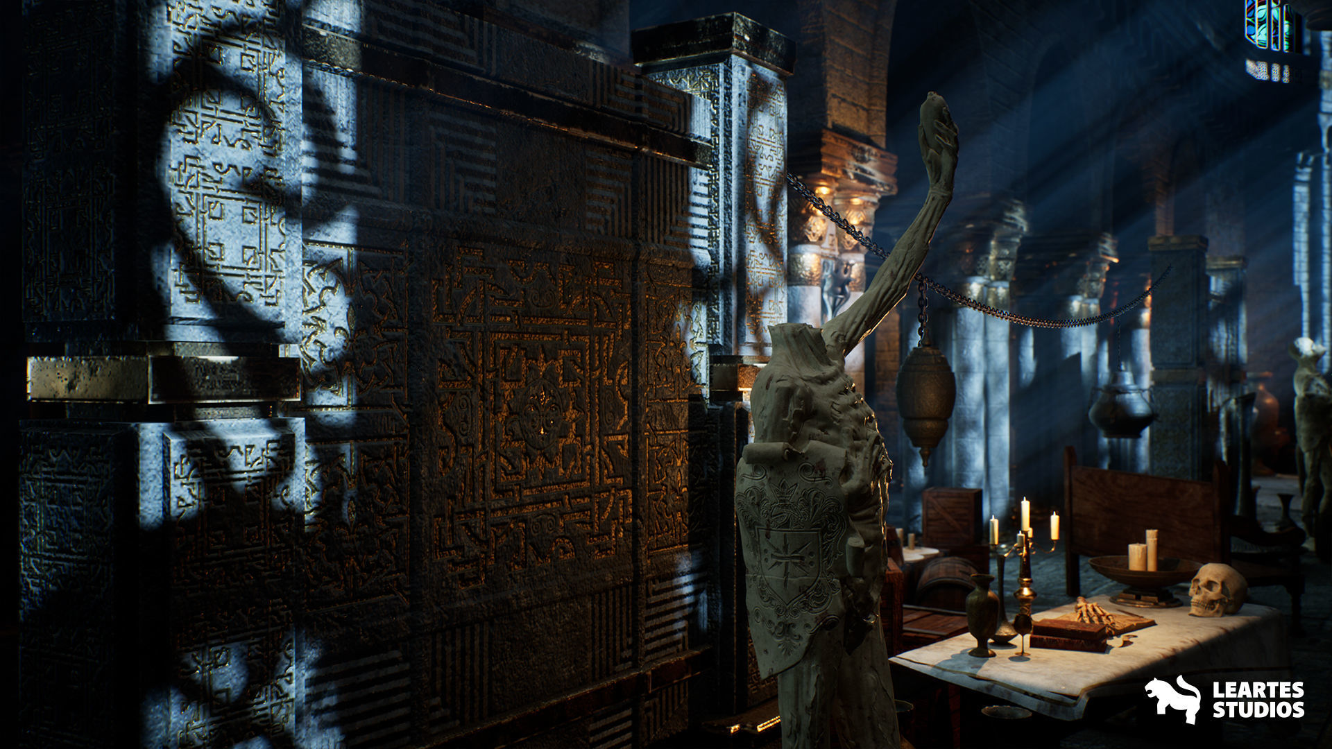 Dark Fantasy Church Environment Low-poly 3D model_12