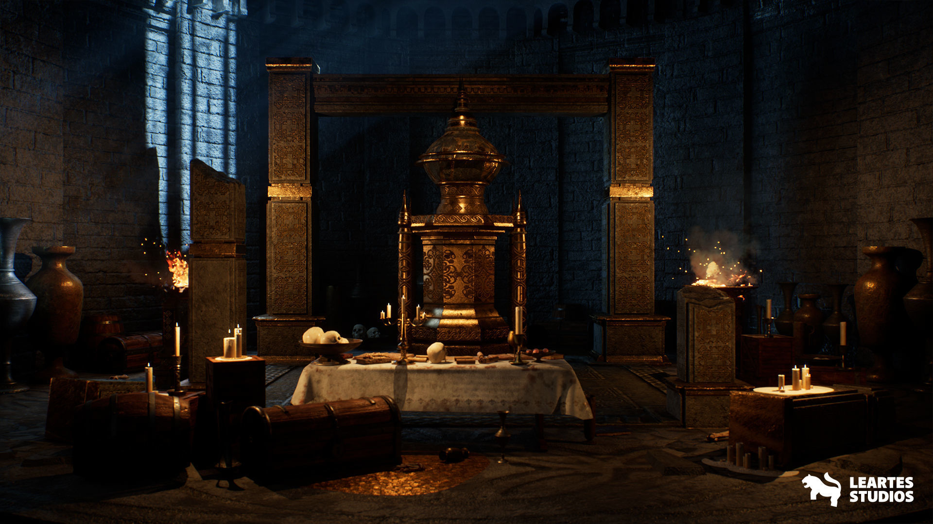 Dark Fantasy Church Environment Low-poly 3D model_13