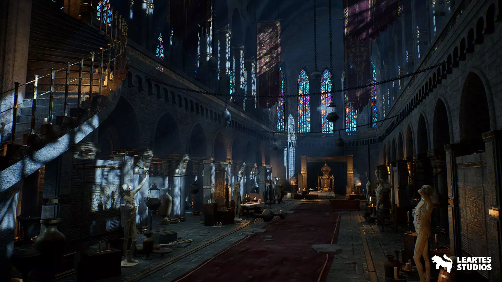 Dark Fantasy Church Environment Low-poly 3D model_0