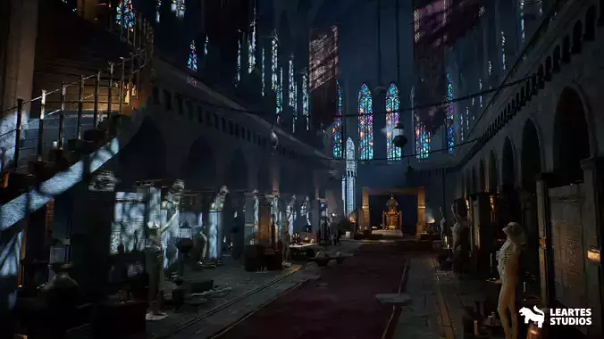 Dark Fantasy Church Environment Low-poly 3D model