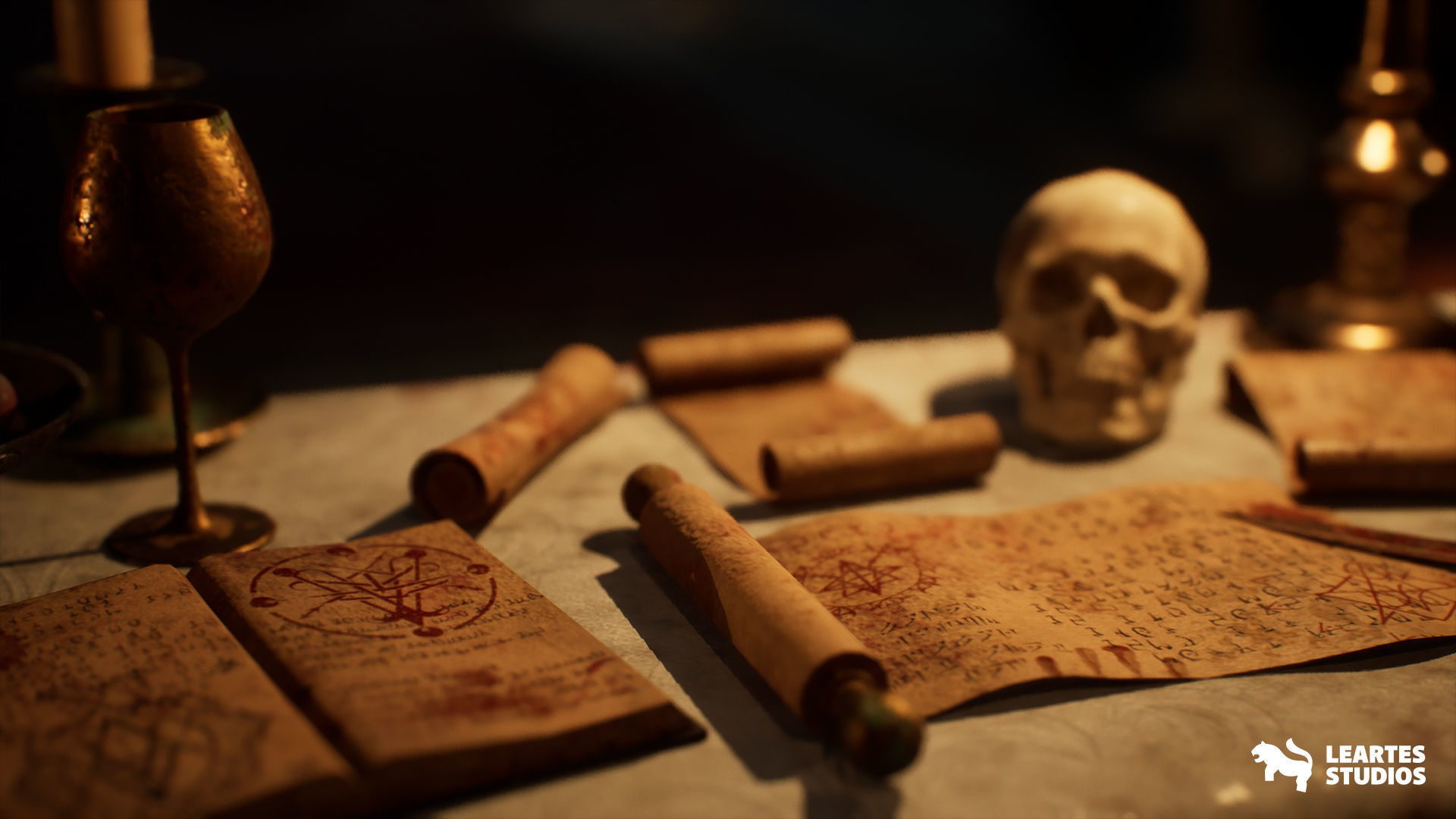 Dark Fantasy Church Environment Low-poly 3D model_10