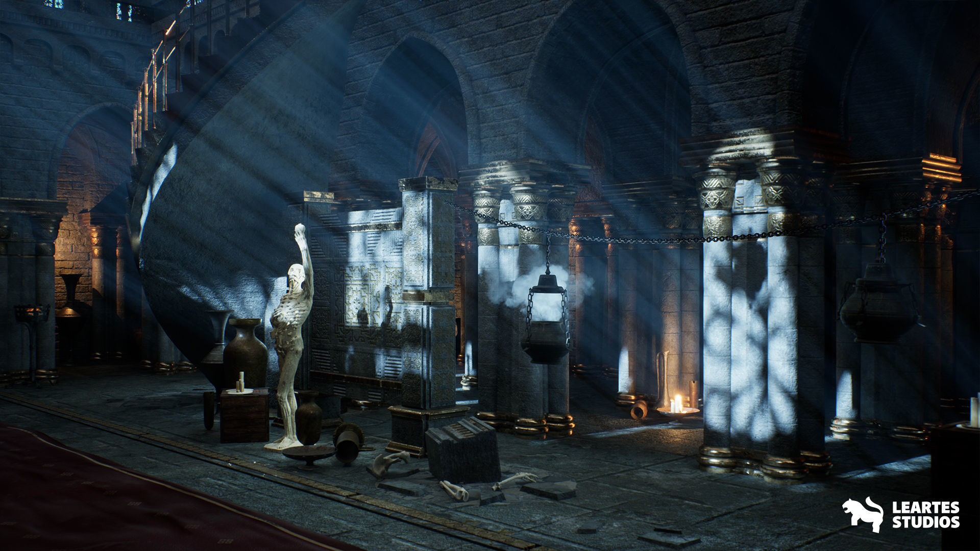 Dark Fantasy Church Environment Low-poly 3D model_11