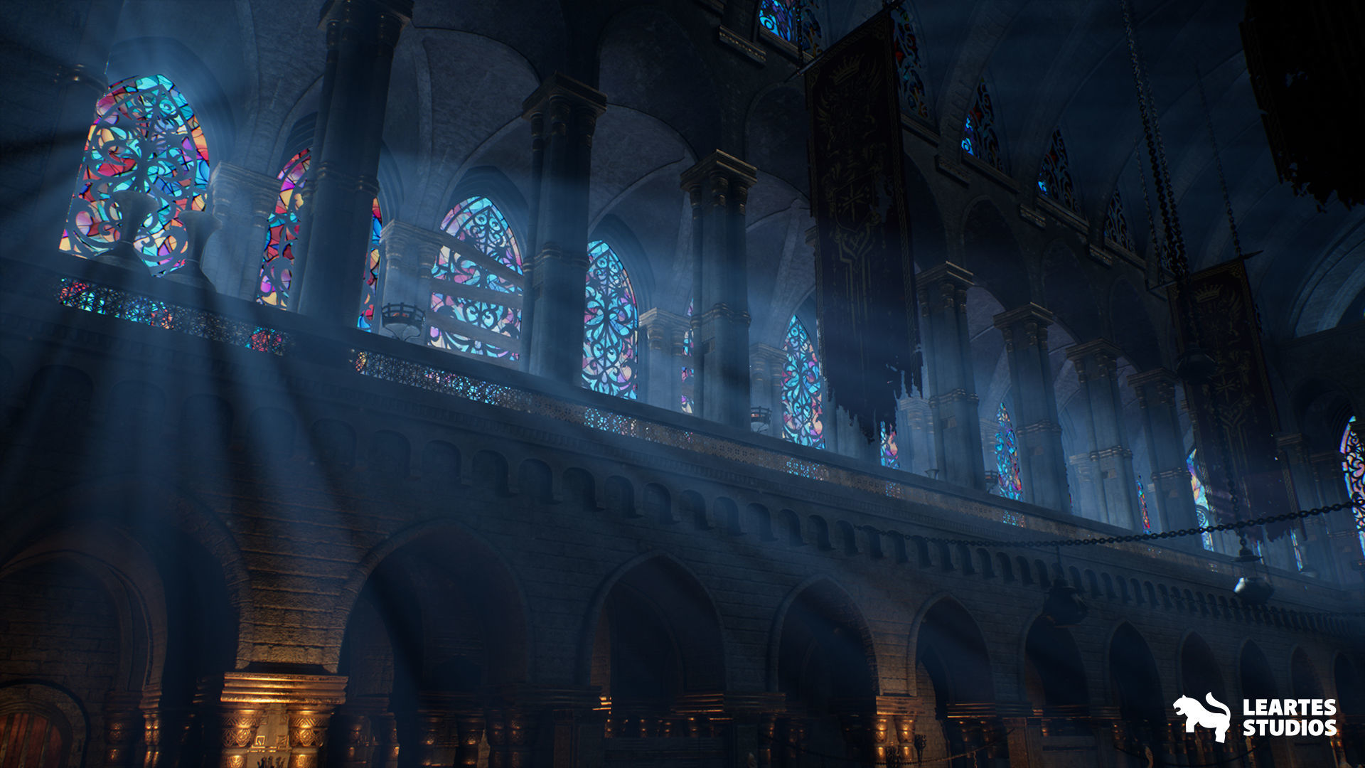 Dark Fantasy Church Environment Low-poly 3D model_8