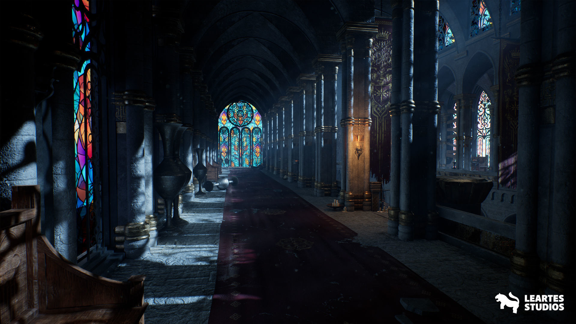 Dark Fantasy Church Environment Low-poly 3D model_2