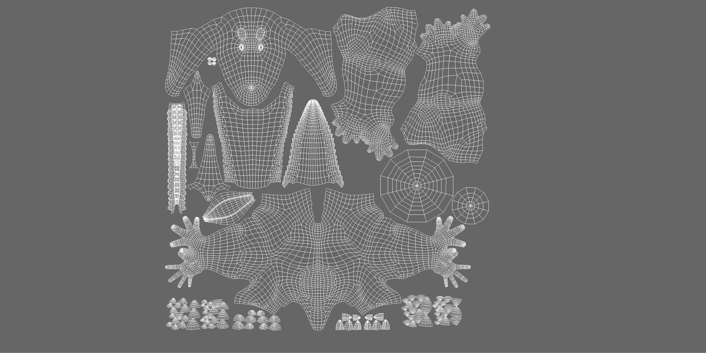 Human Crocodile Basemesh Low-poly 3D model_5