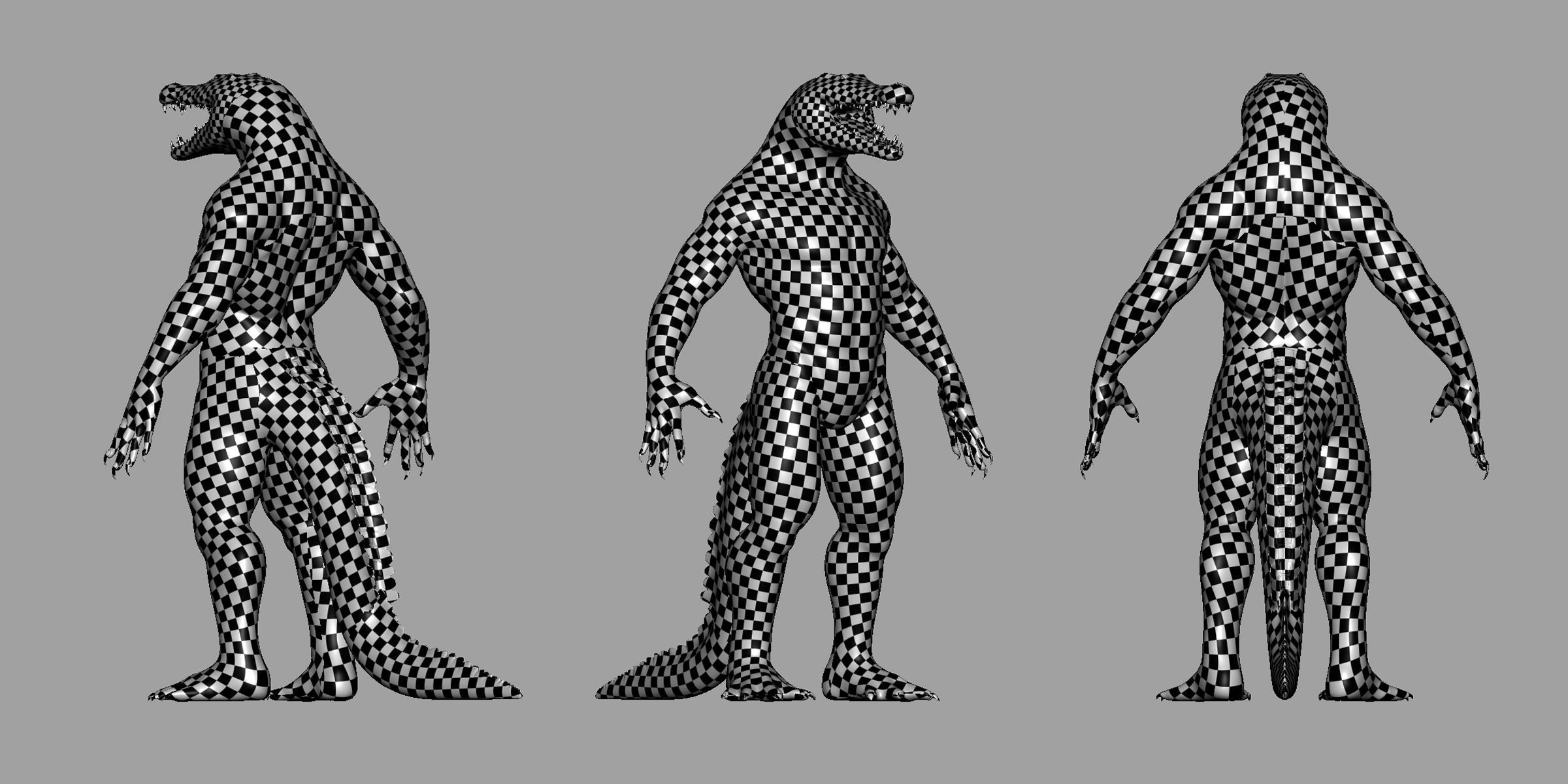 Human Crocodile Basemesh Low-poly 3D model_4