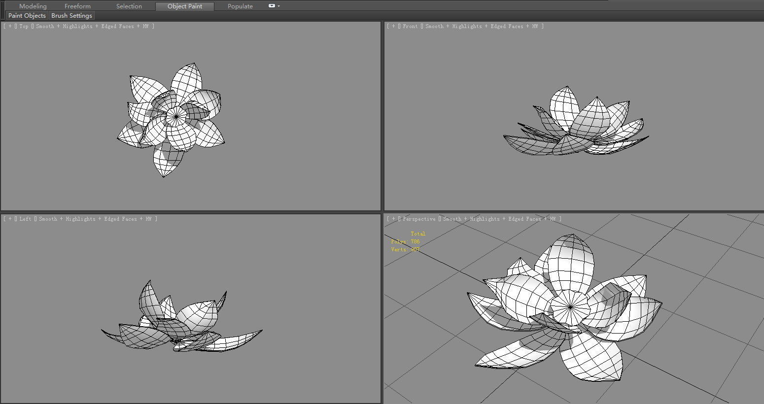 A red lotus - Cartoon lotus - Open stamens Low-poly 3D model_6