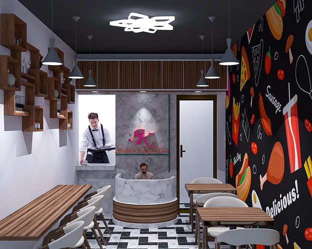 Small cafe free 3D model | CGTrader