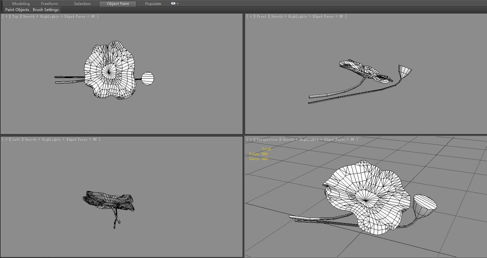 Cartoon lotus leaf and lotus seedpod Low-poly 3D model_5