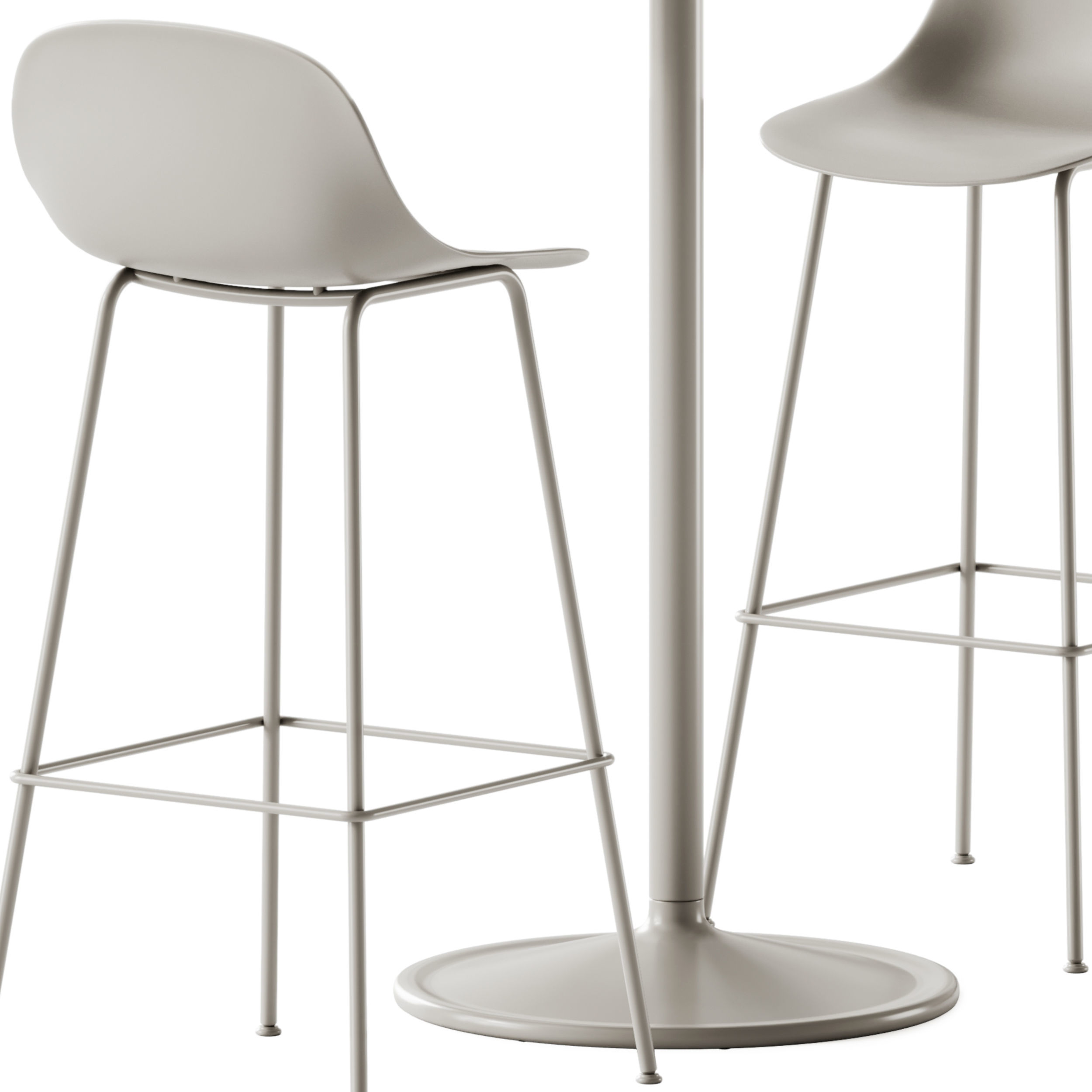 Fiber Bar Stool and Soft Cafe Square Table by Muuto 3D model_4