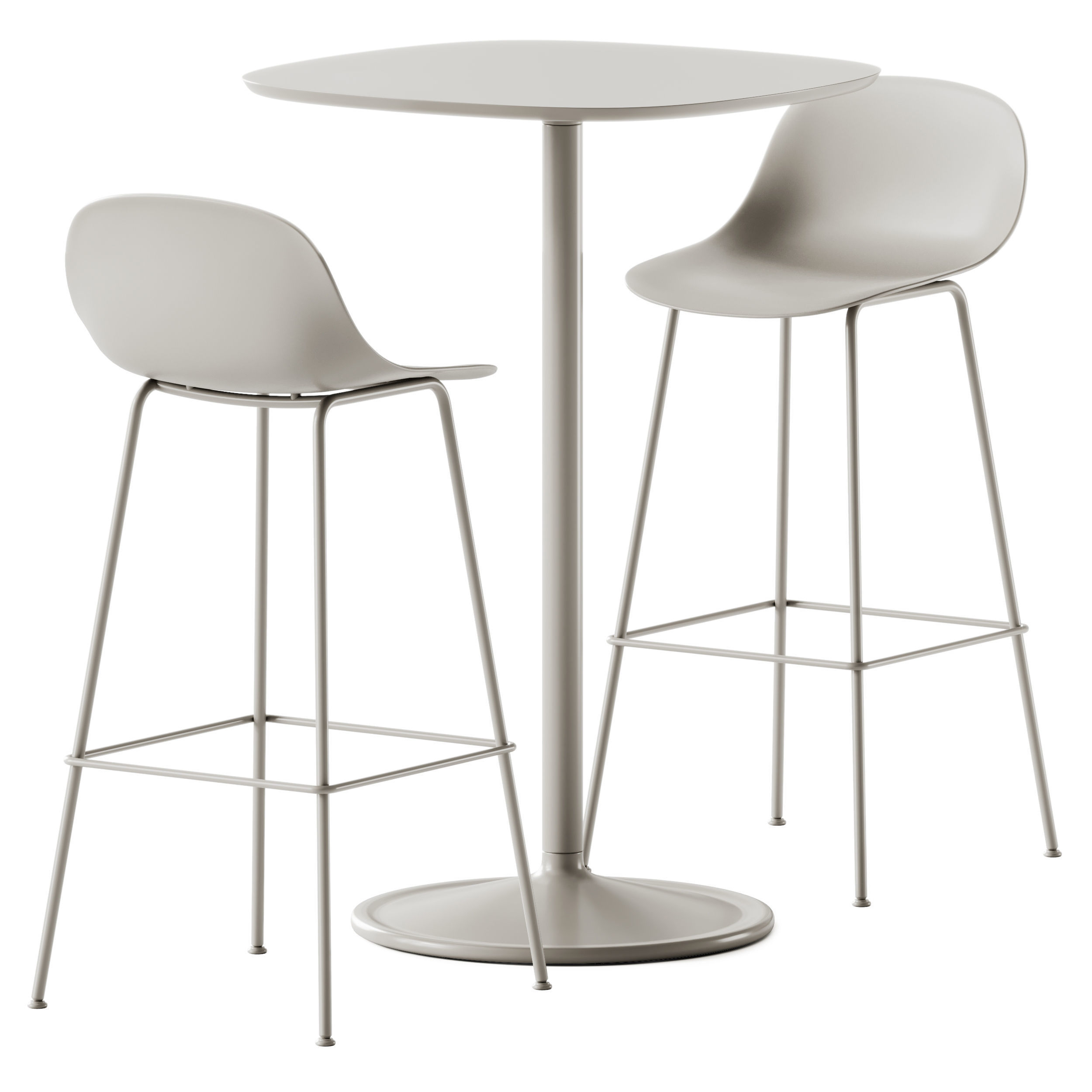 Fiber Bar Stool and Soft Cafe Square Table by Muuto 3D model_1