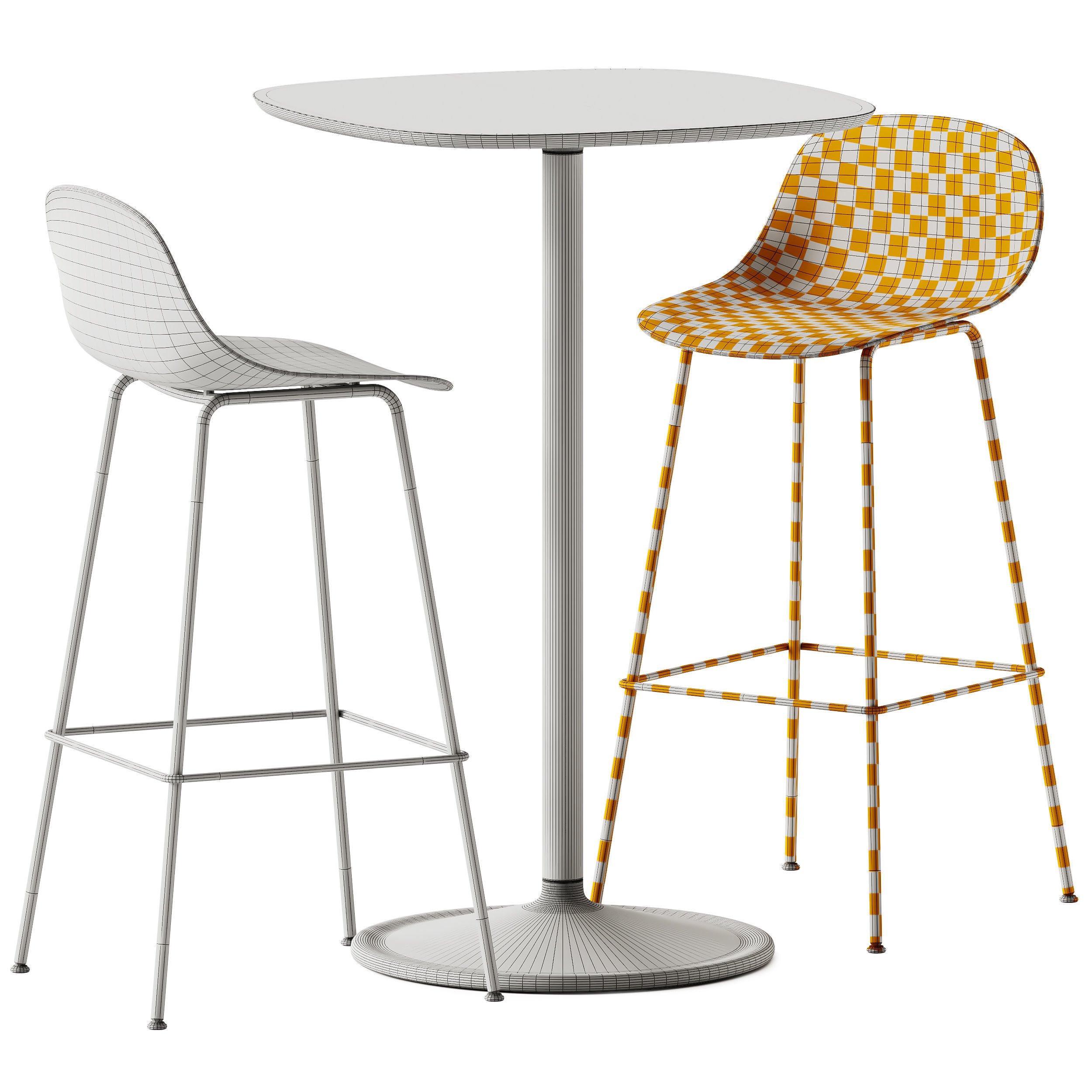 Fiber Bar Stool and Soft Cafe Square Table by Muuto 3D model_5