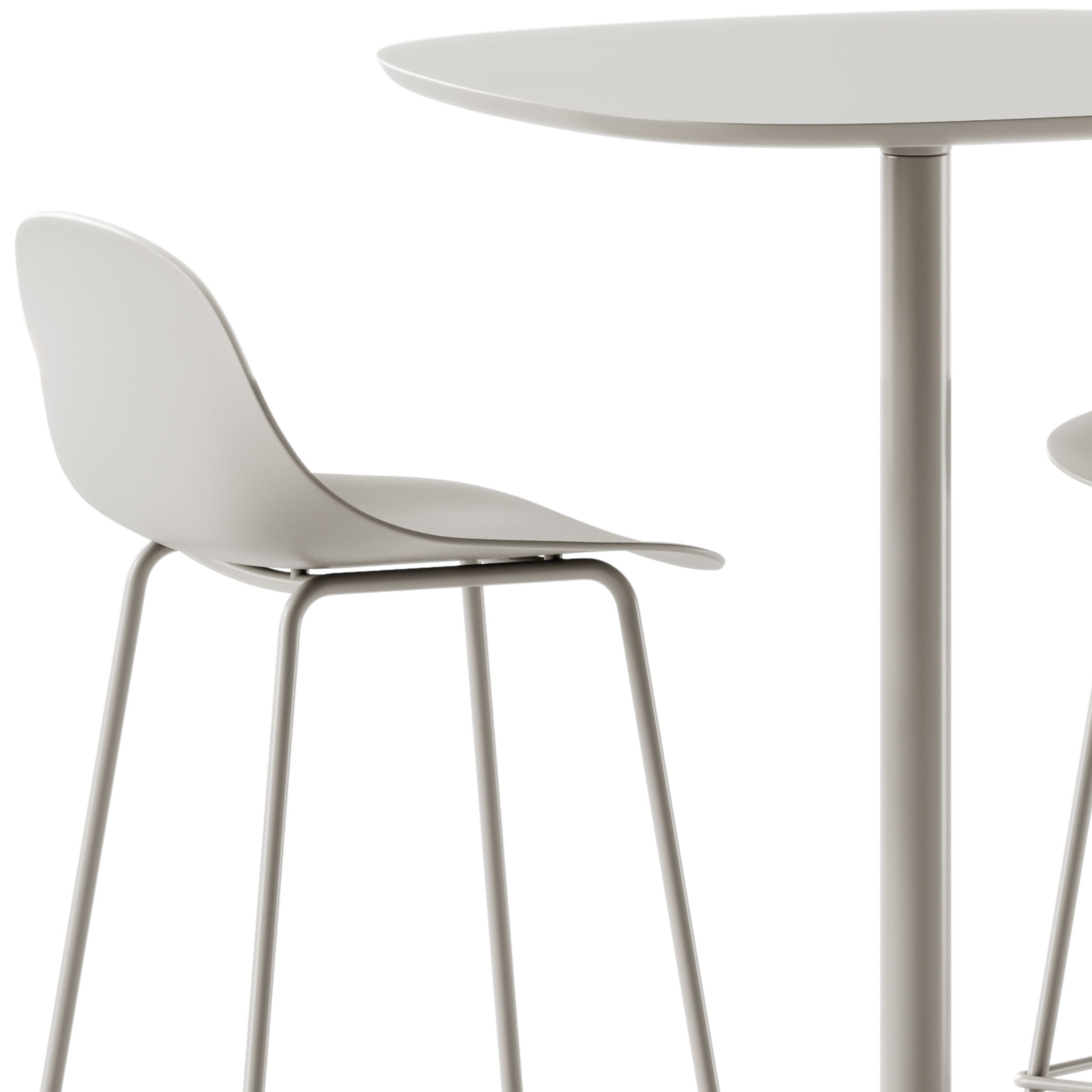 Fiber Bar Stool and Soft Cafe Square Table by Muuto 3D model_2