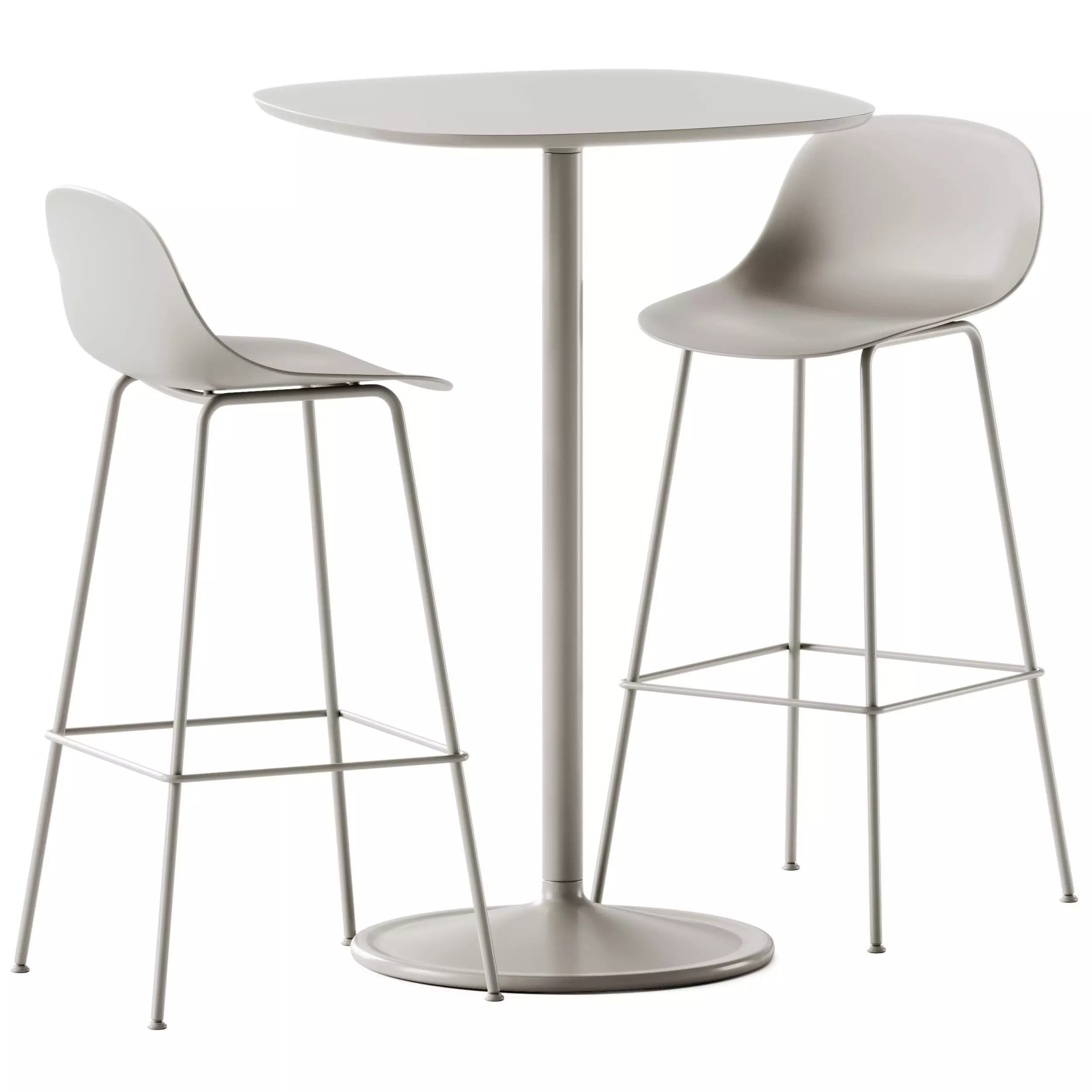 Fiber Bar Stool and Soft Cafe Square Table by Muuto 3D model_0