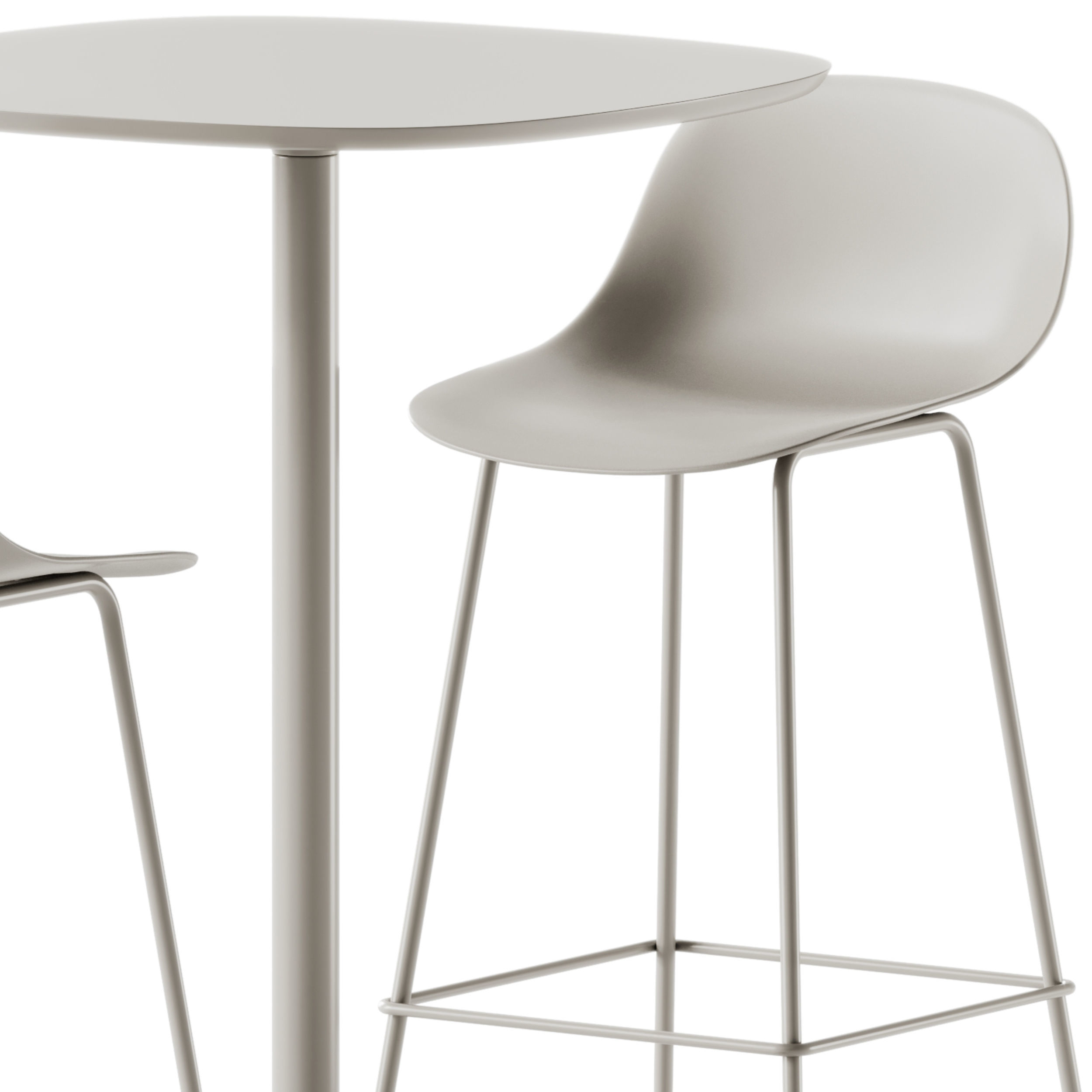 Fiber Bar Stool and Soft Cafe Square Table by Muuto 3D model_3
