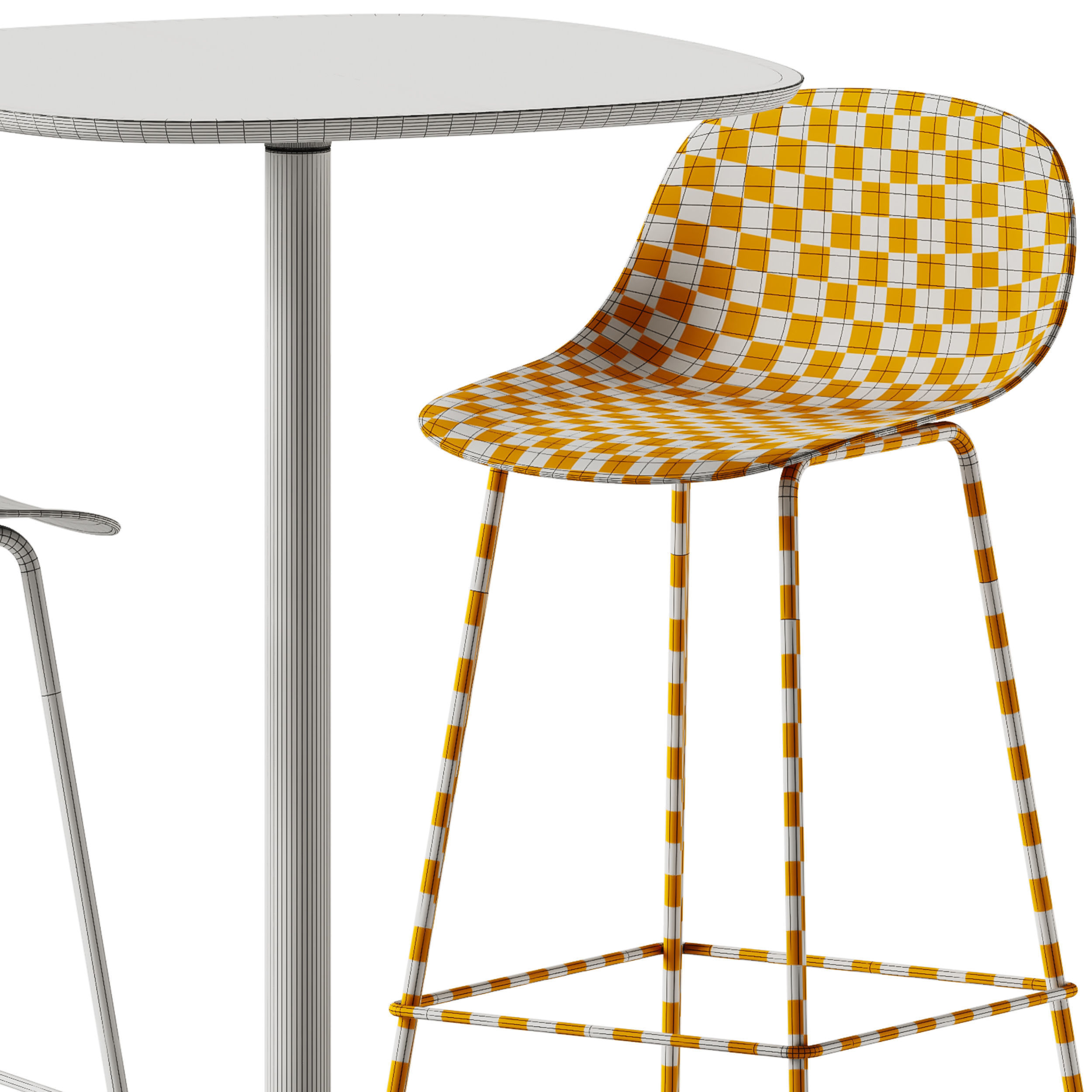 Fiber Bar Stool and Soft Cafe Square Table by Muuto 3D model_6