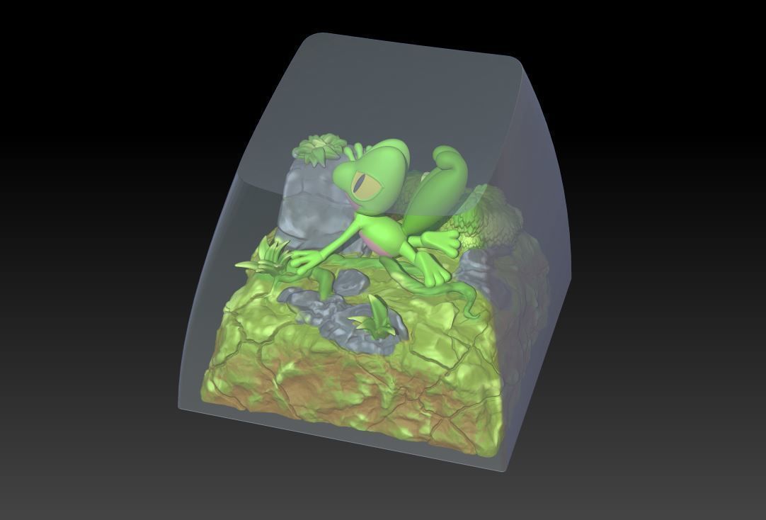 keycap artisan pokemon Treecko and Caterpie cute for keyboard 3D print model_4