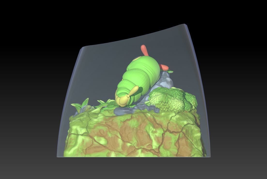 keycap artisan pokemon Treecko and Caterpie cute for keyboard 3D print model_5