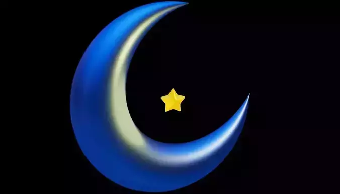 Celestial Serenity-3D Eid Crescent Moon Rotation