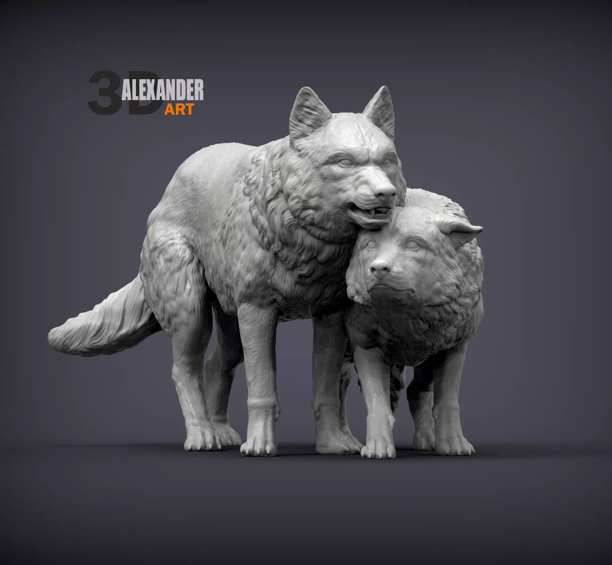 Wolf and she-wolf 3D print model_0