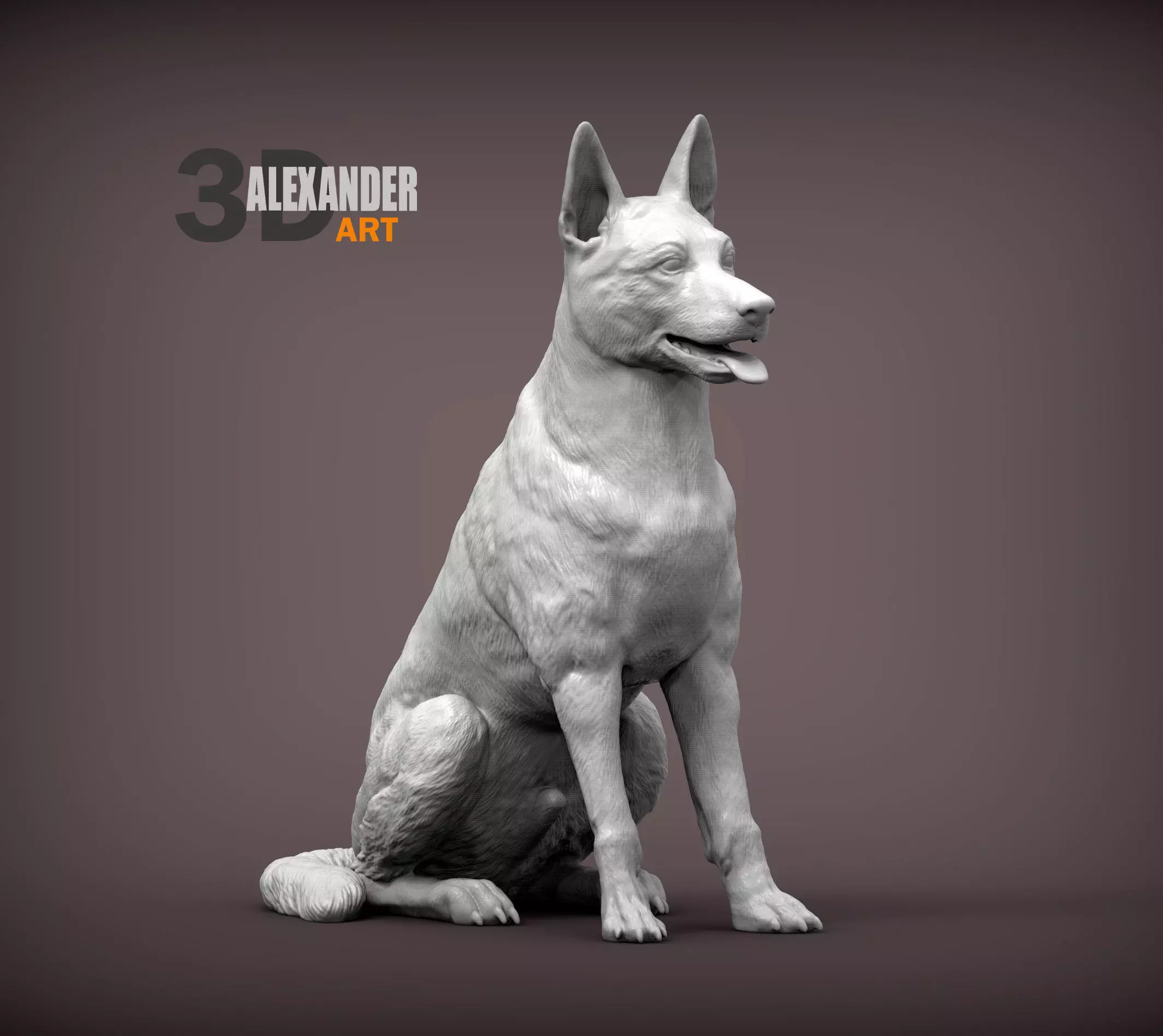 Belgian Malinois sitting 3D print model