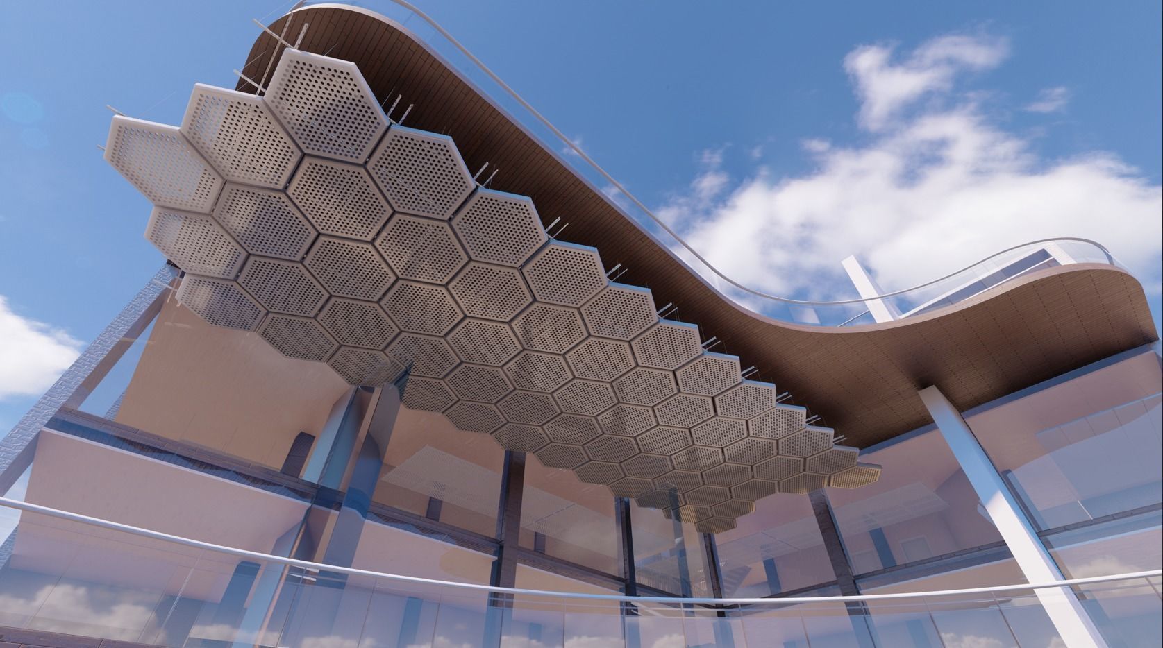 BIM-GC-      Hexagon Metal Suspended Ceiling    -From Architect- 3D model_2