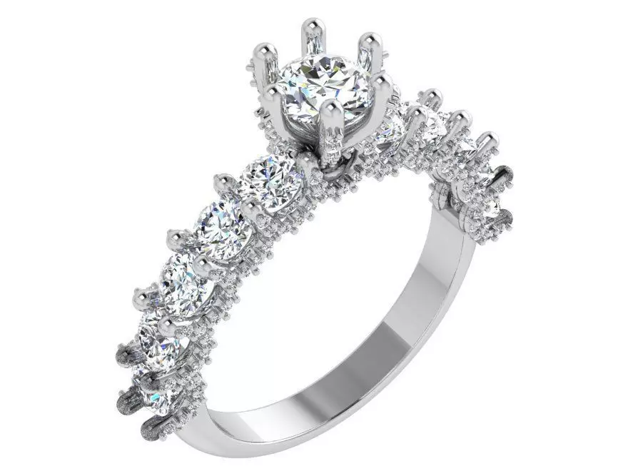 Round Diamond Peg Setting Ring 4672 3D print model_0