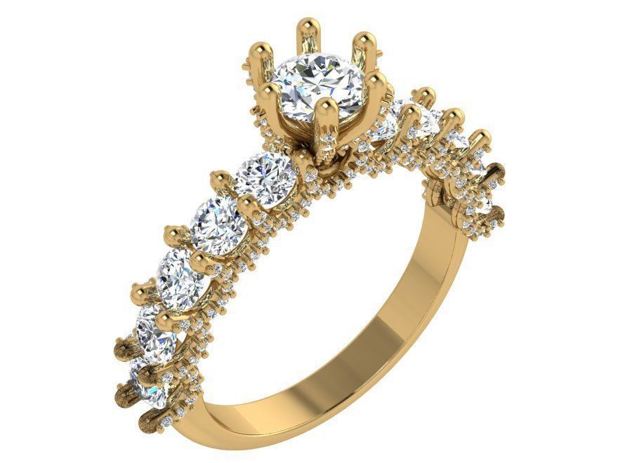 Round Diamond Peg Setting Ring 4672 3D print model_1