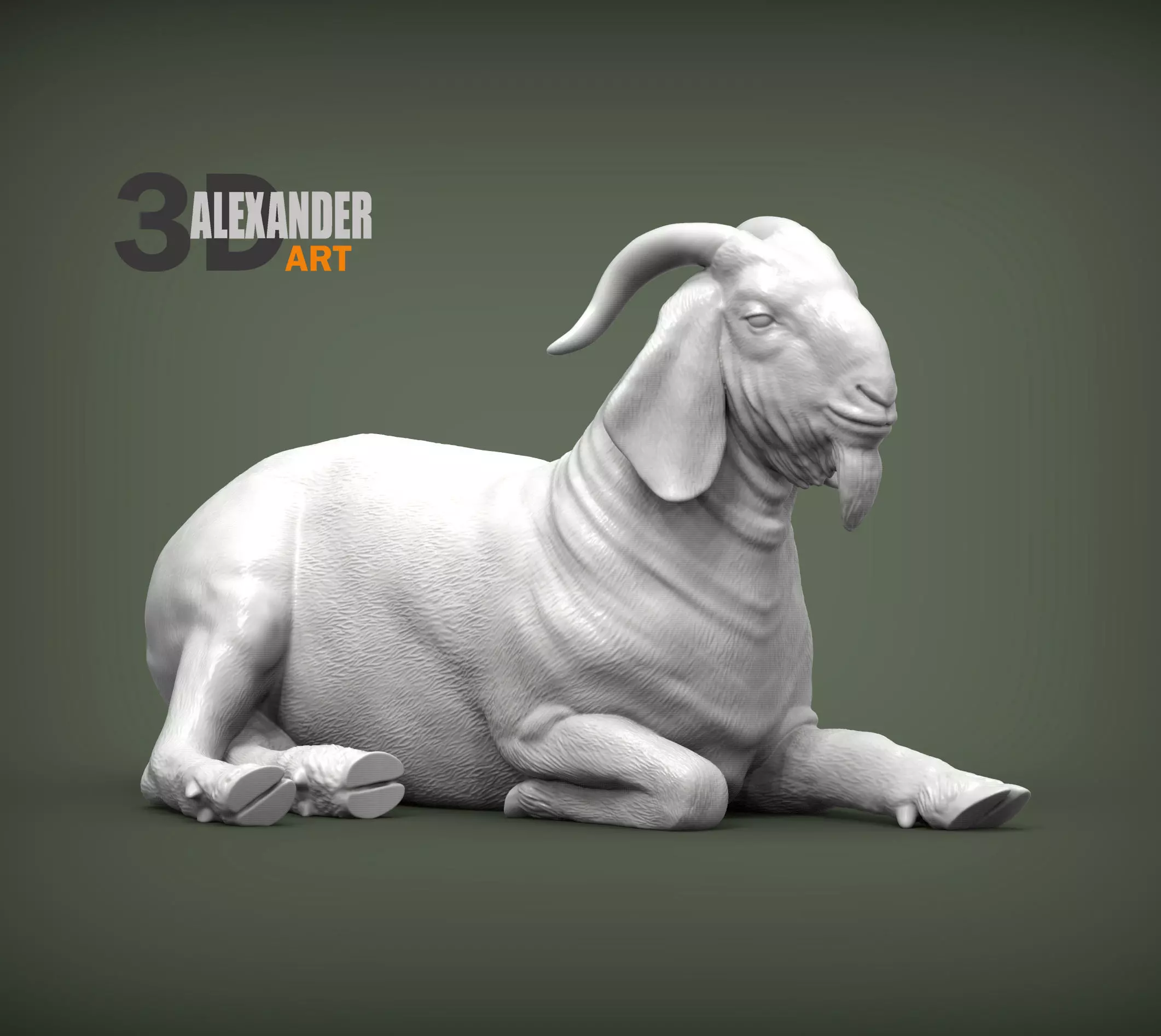 Boer Goats male lying down 3D print model