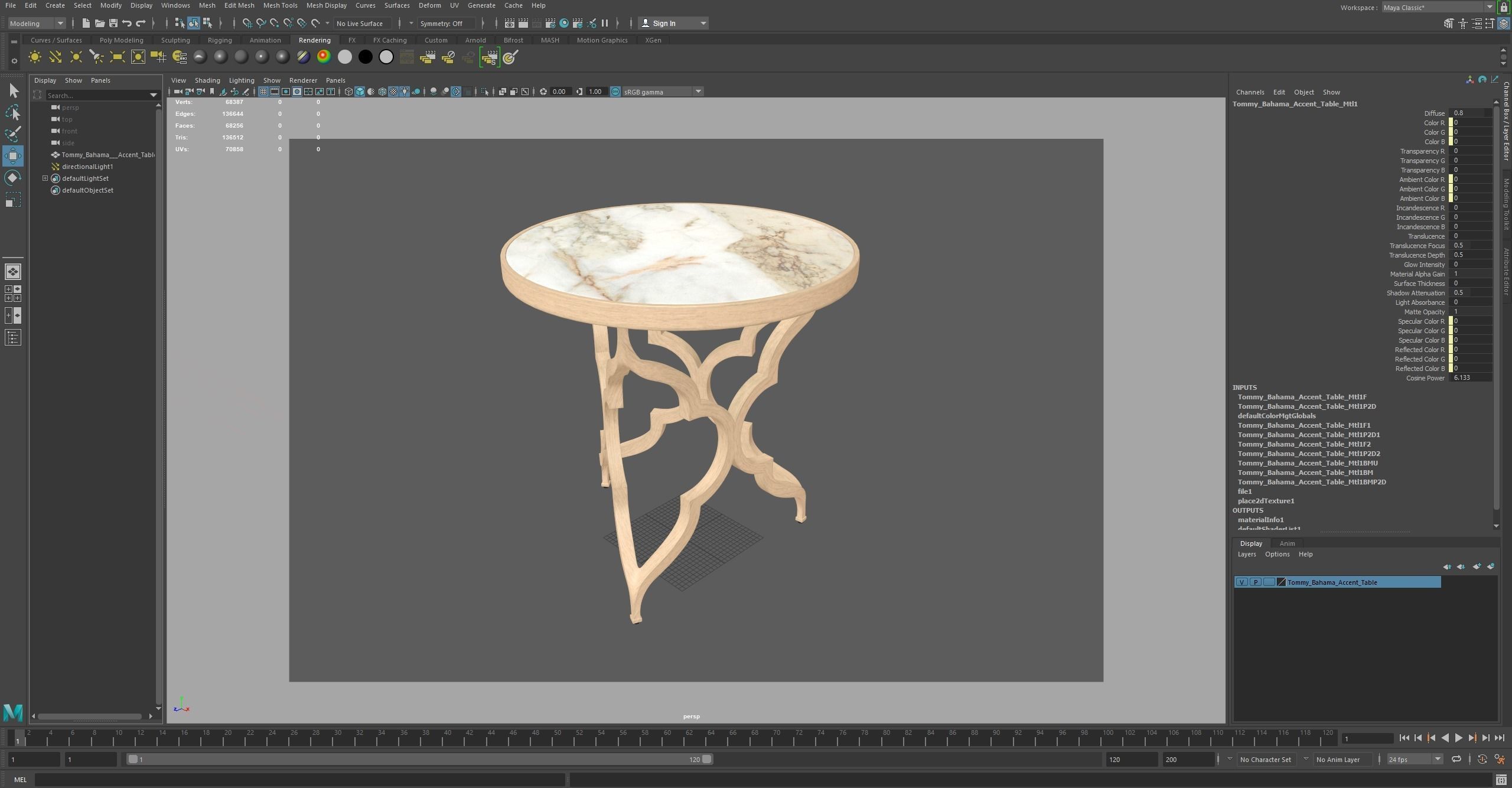 Tommy Bahama Accent Table Low-poly 3D model_27