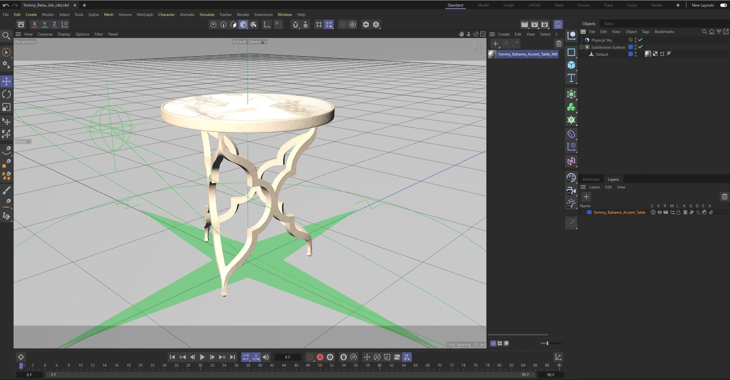 Tommy Bahama Accent Table Low-poly 3D model_29