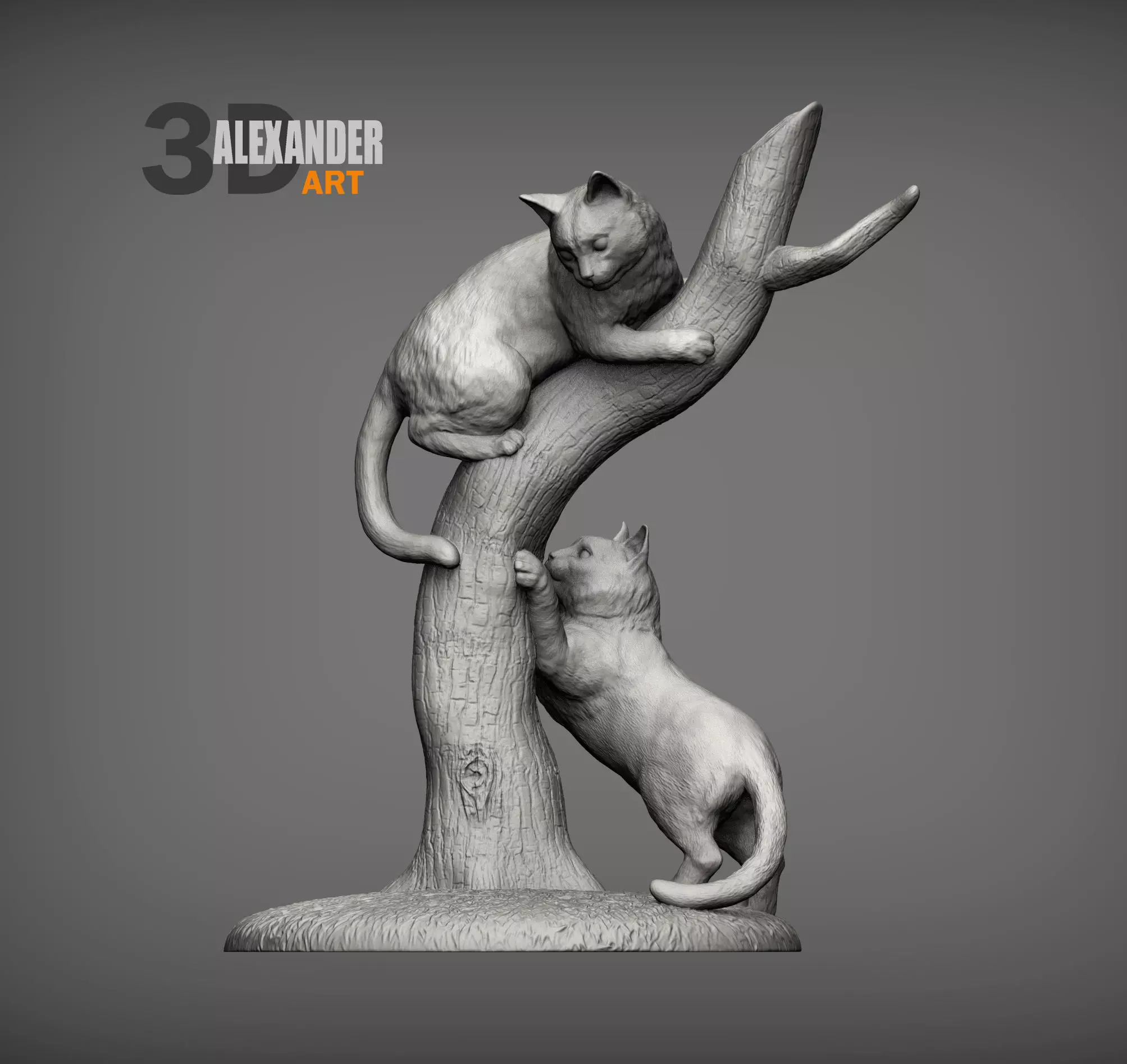 Cats play 3D print model_0