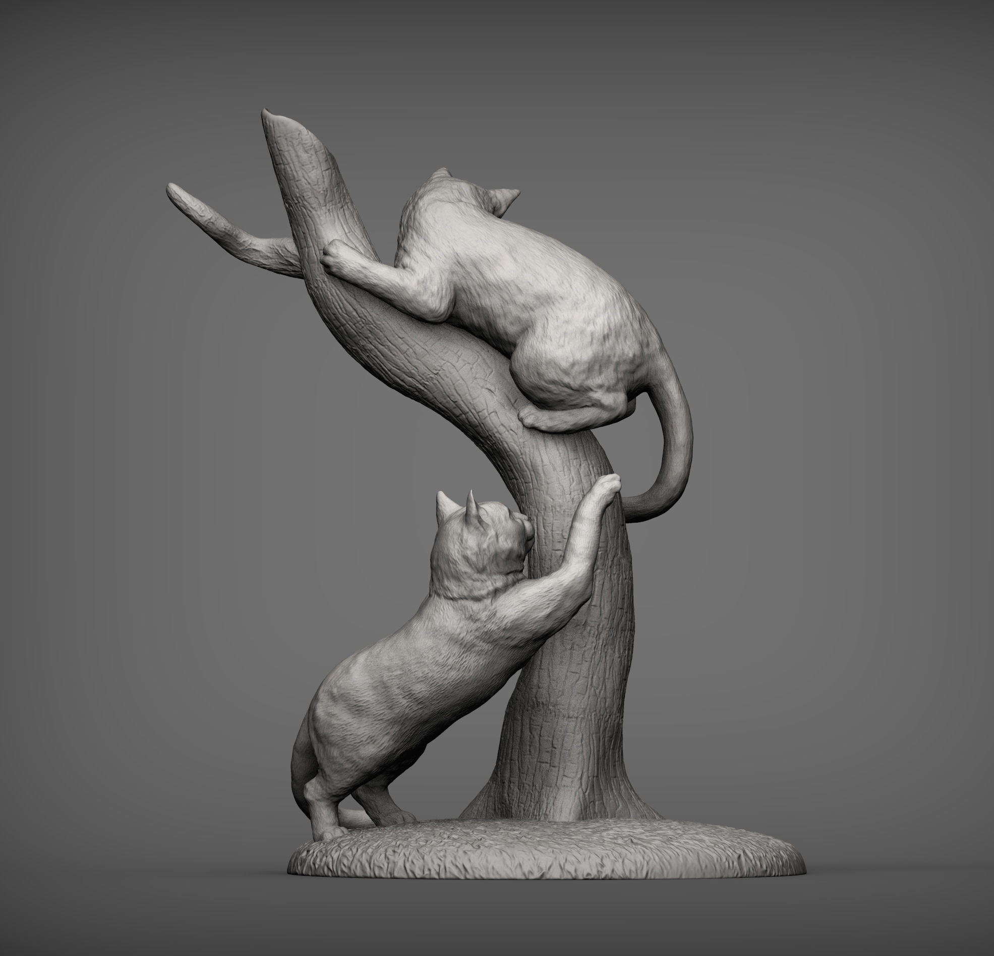 Cats play 3D print model_3