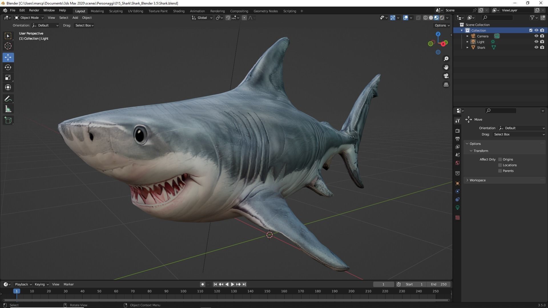Shark Cartoons Low-poly 3D model_16