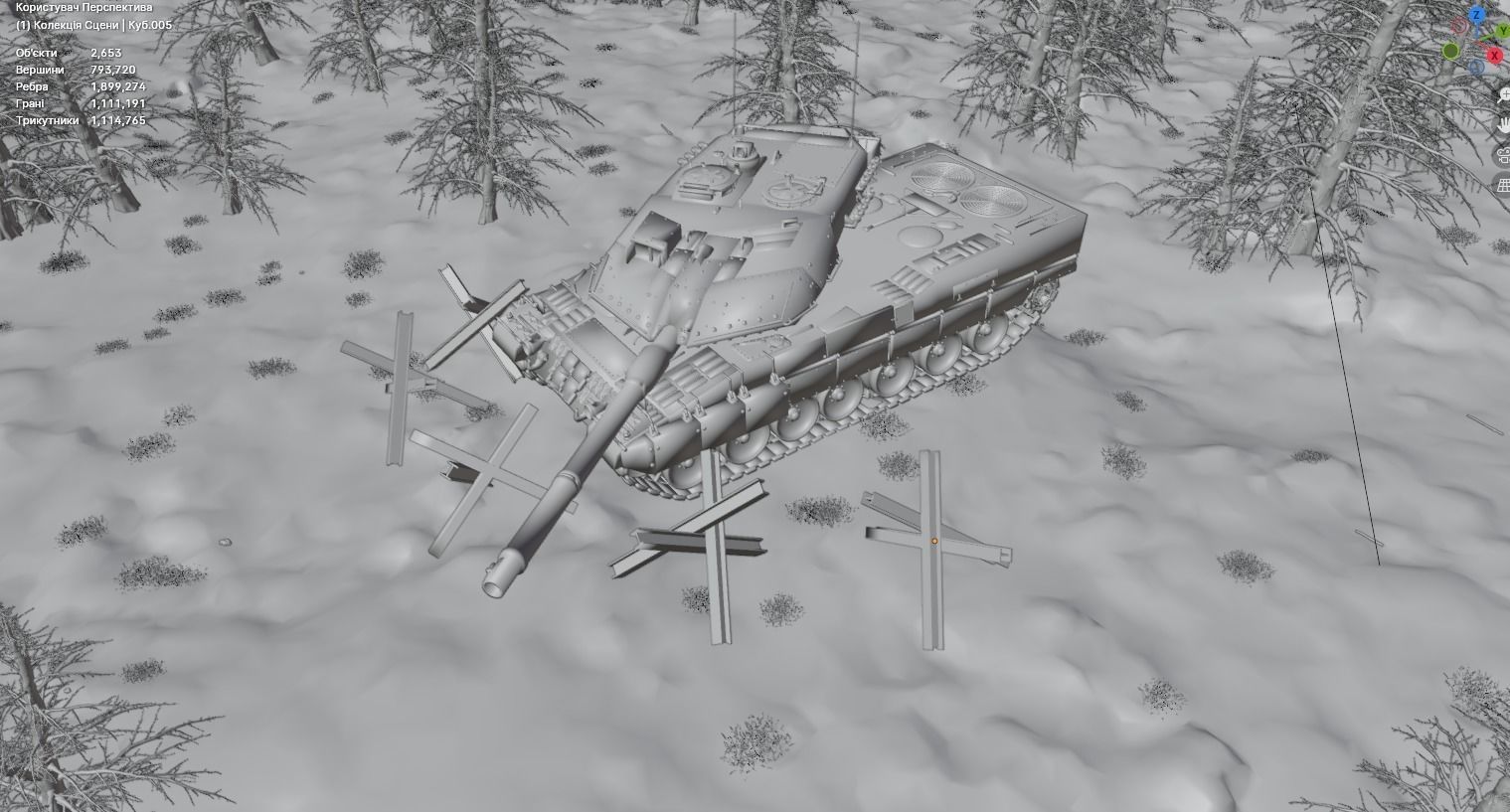 tank in the forest 3D model_9