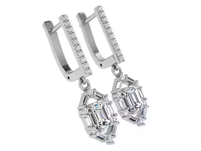 Emerald Diamond Marquise Shape Earring 4698