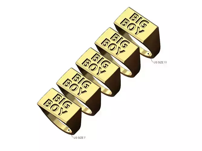 Wide big boy engraving flat top signet ring US sizes 7to11 3D print model Wide big boy engraving flat top signet ring US sizes 7to11 3D print model