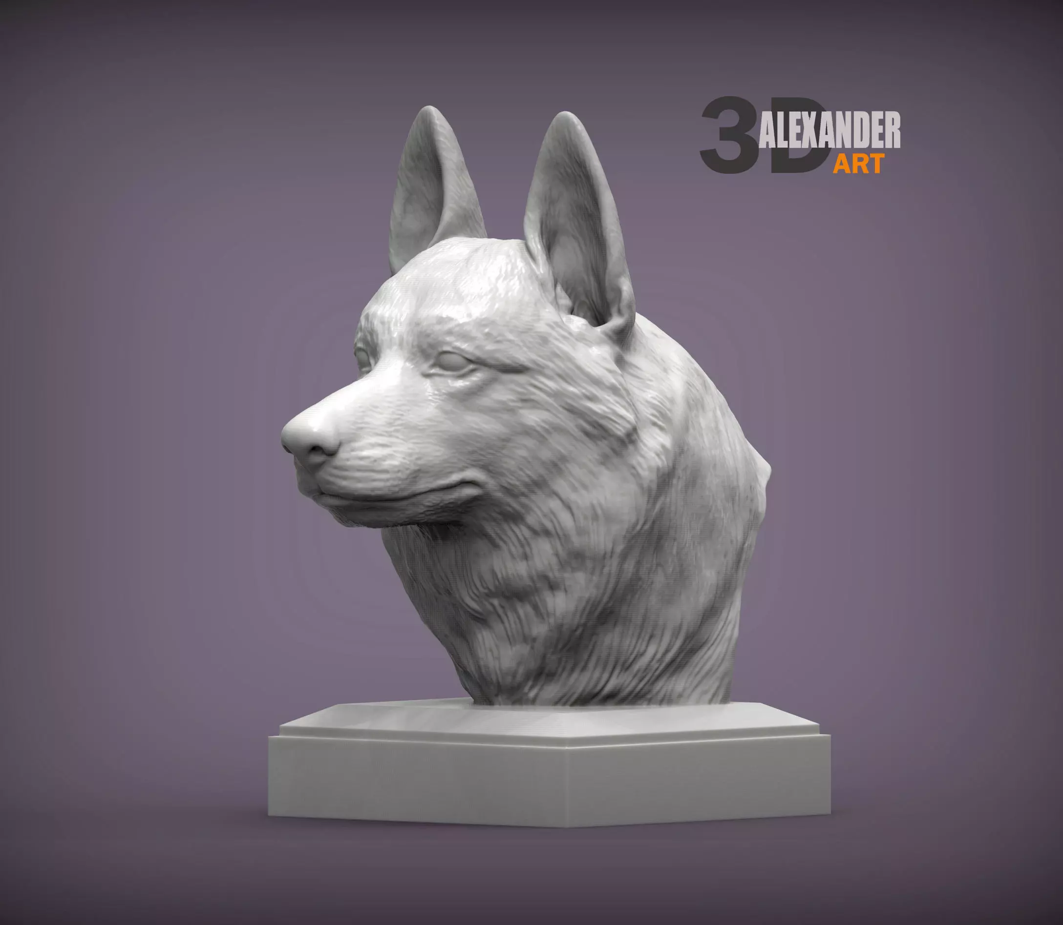 Czechoslovakian wolfdog bust 3D print model_0