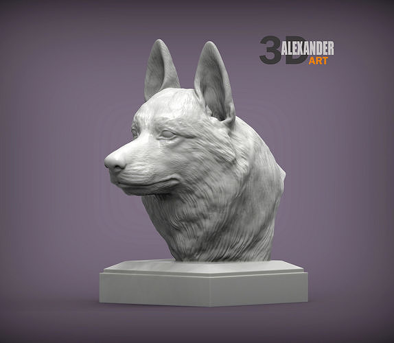 Czechoslovakian wolfdog bust 3D print model