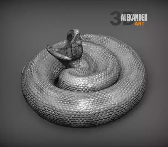 Northern Cottonmouth snake 3D print model