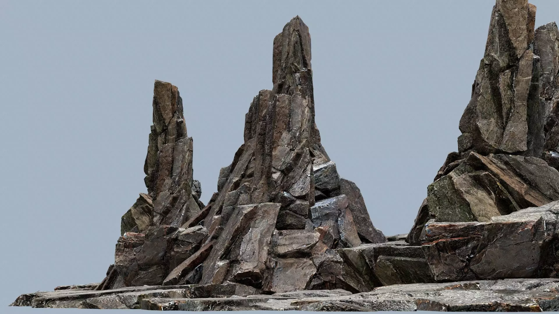 cliff rocks Low-poly 3D model_0