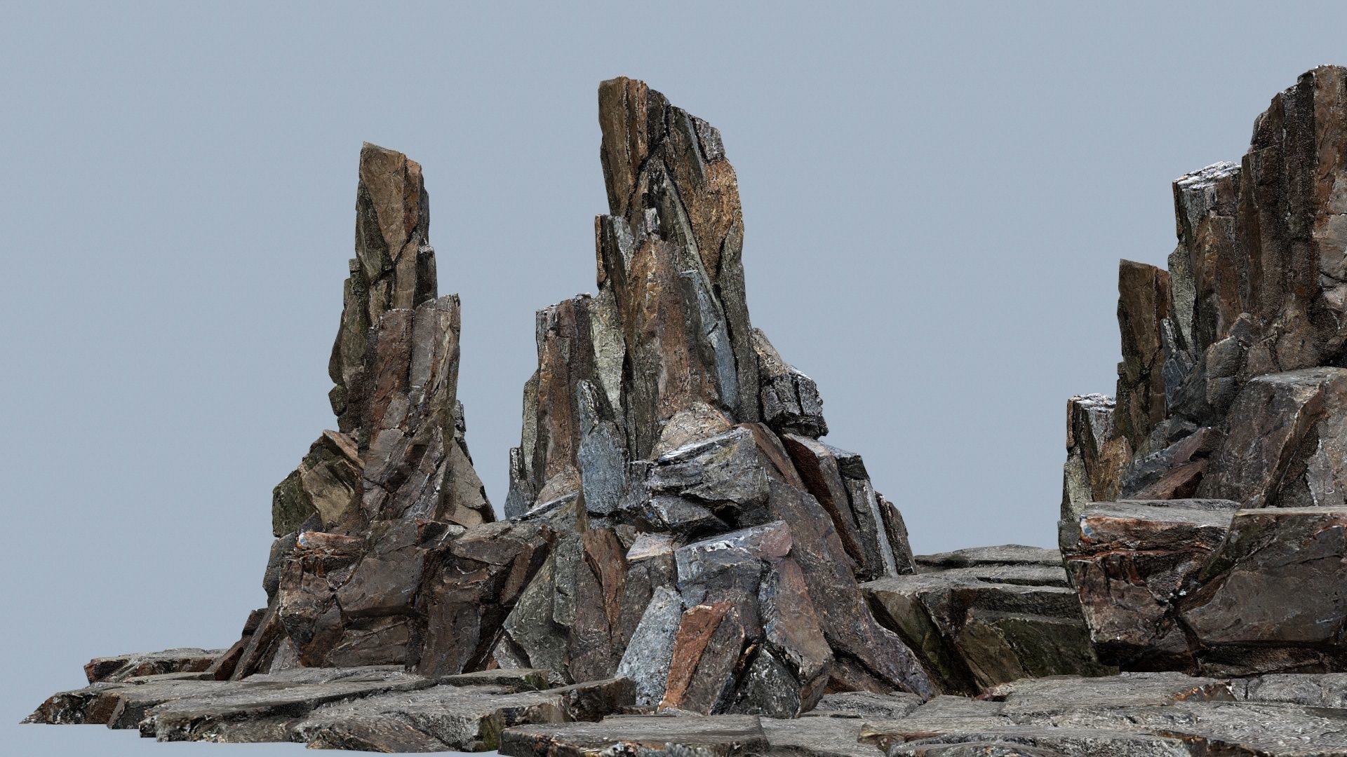 cliff rocks Low-poly 3D model_1