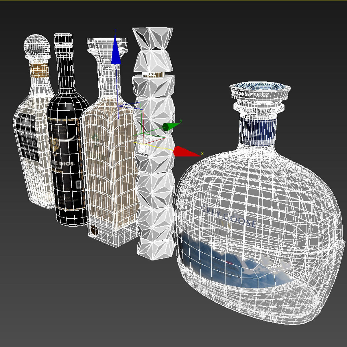 Bar alcohol bottles vodka tequila 3D model_21