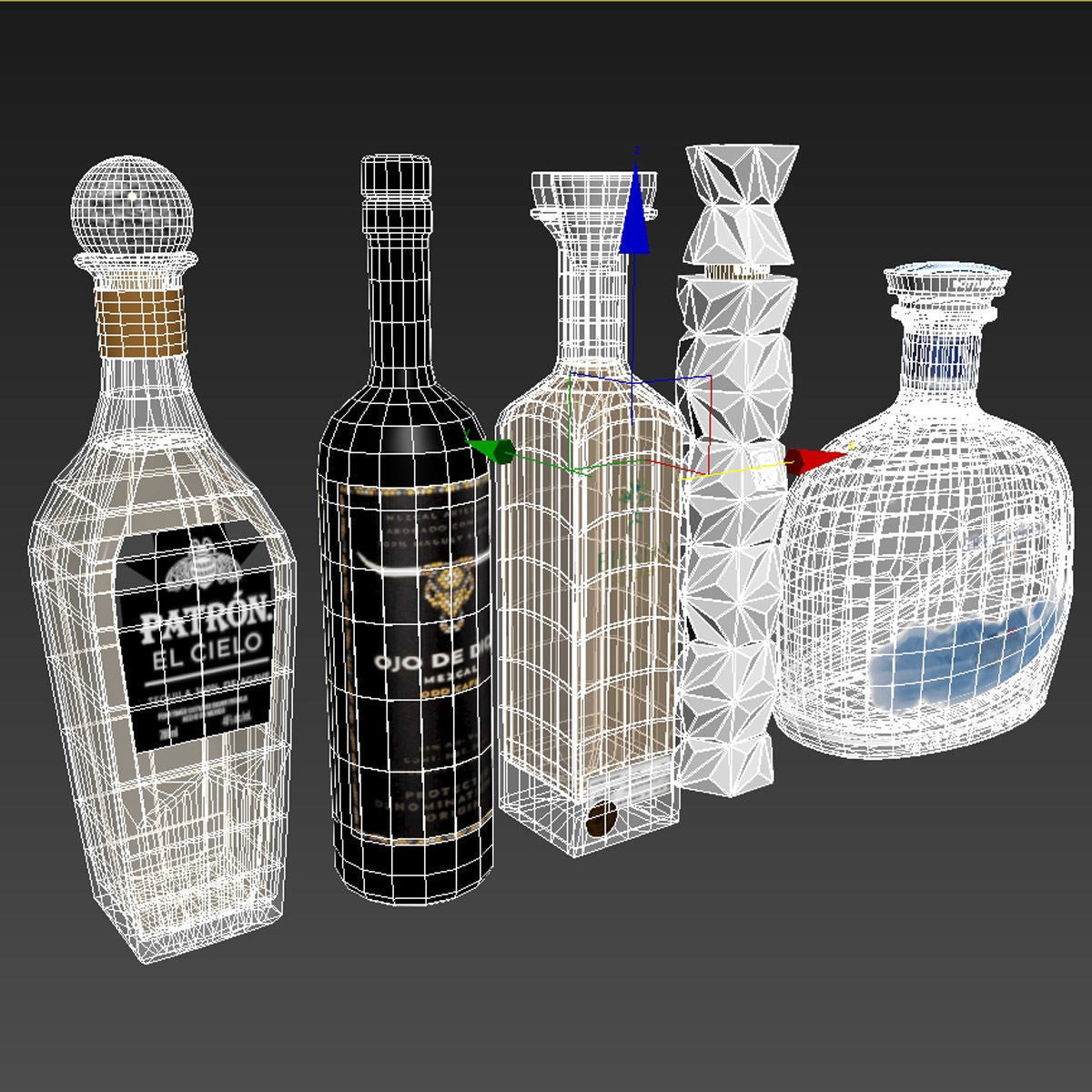 Bar alcohol bottles vodka tequila 3D model_20