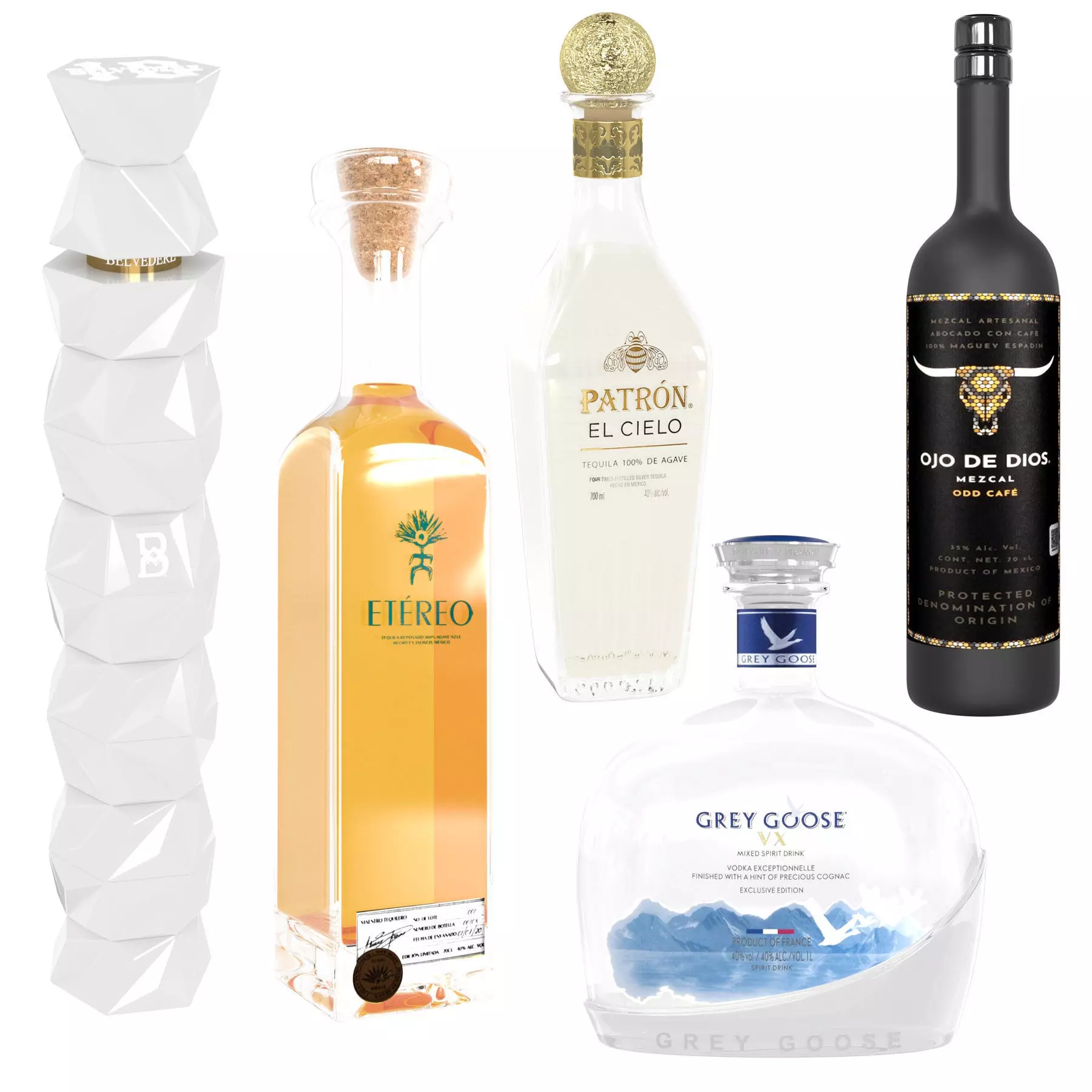 Bar alcohol bottles vodka tequila 3D model_0