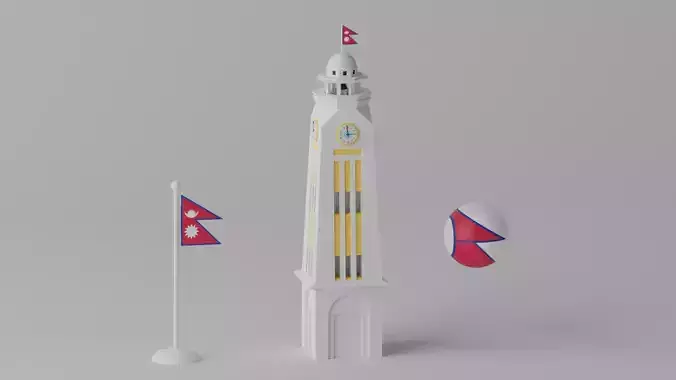 Ghanta Ghar Kathmandu Nepal 3D model