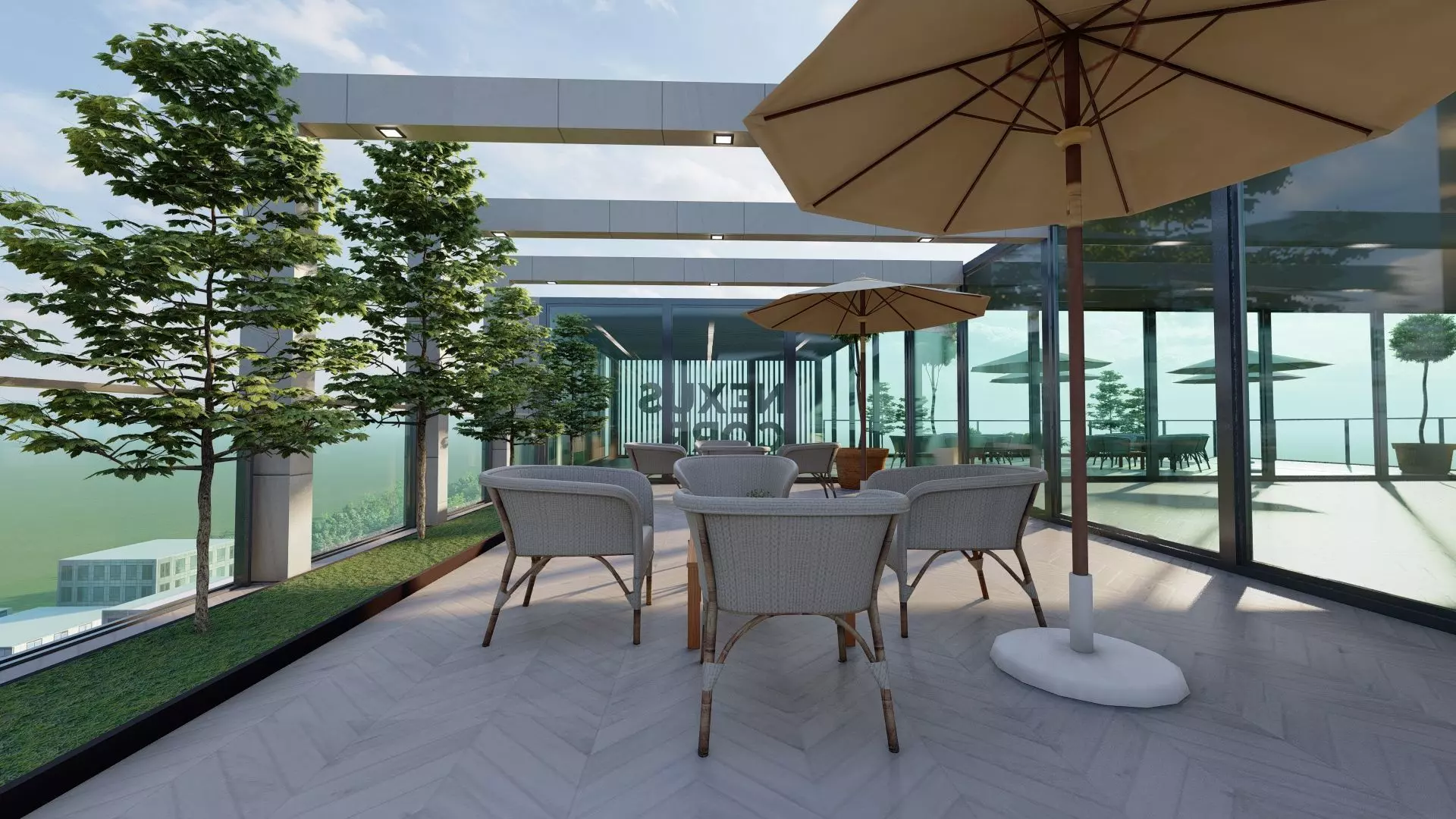 Nexus Corp Office Building Exterior Design 3D model_13