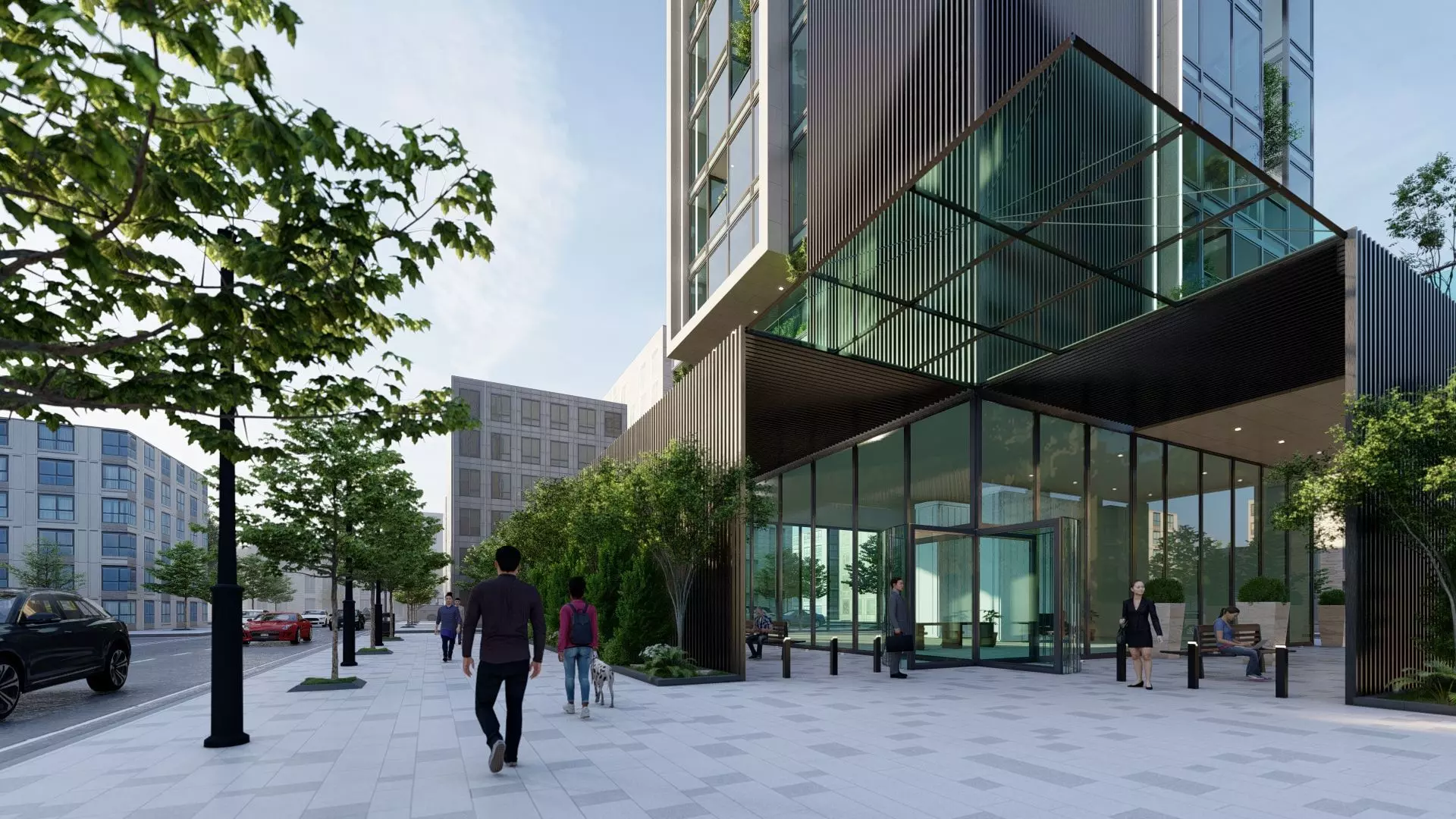 Nexus Corp Office Building Exterior Design 3D model_19